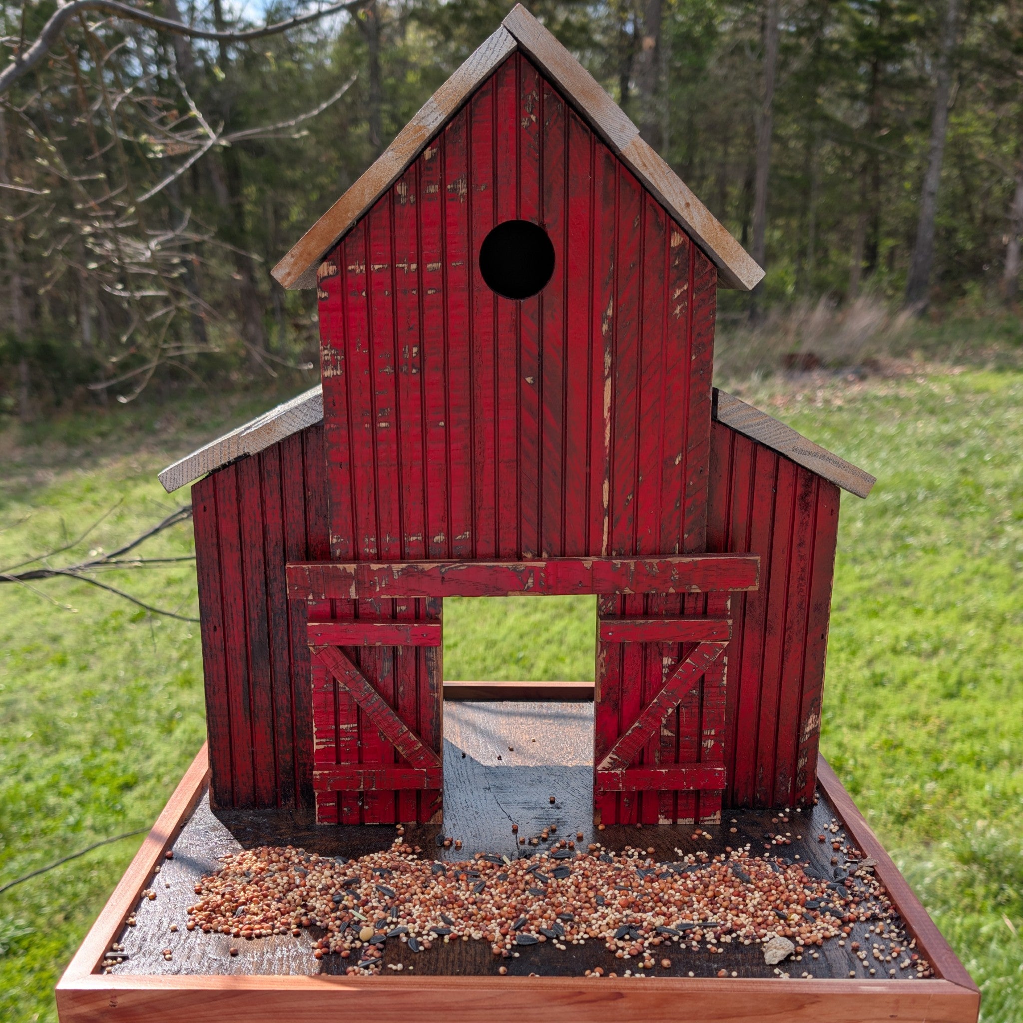 Rustic Barn Bird Feeder / House